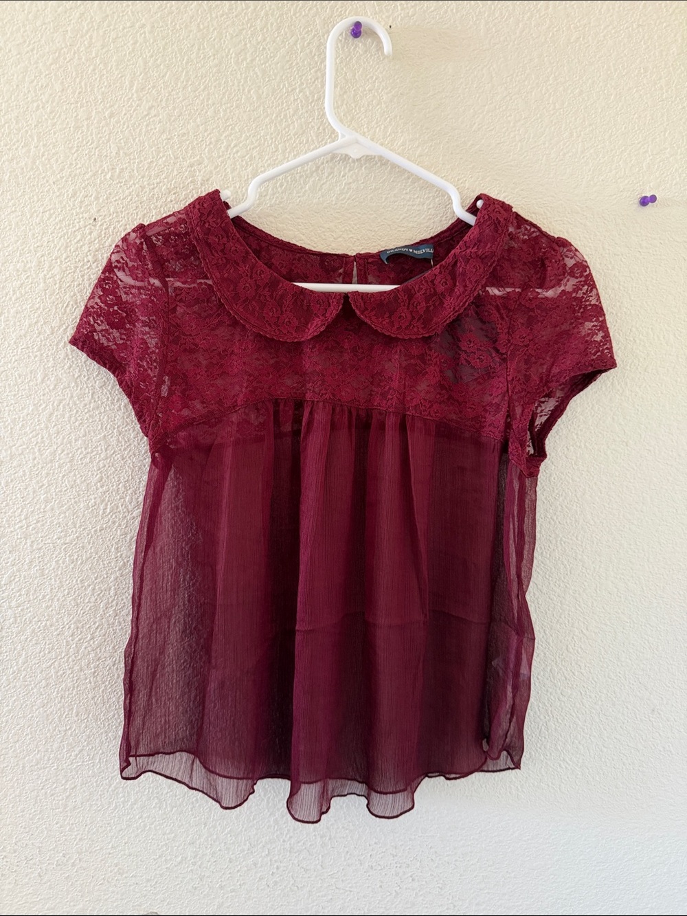 Brandy melville burgundy lace blouse